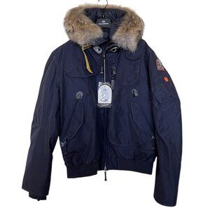 Parajumpers Jacket Mens Size XXL Blue Gobi Fur Trim Hood Bomber Down Liner‎